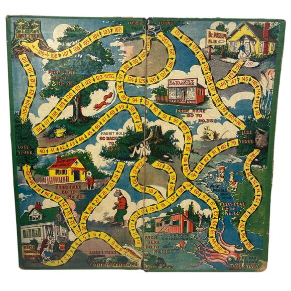 Uncle Wiggily's Bungalow c1916 Milton Bradley Game Board ONLY Poor Condition - Picture 1 of 3